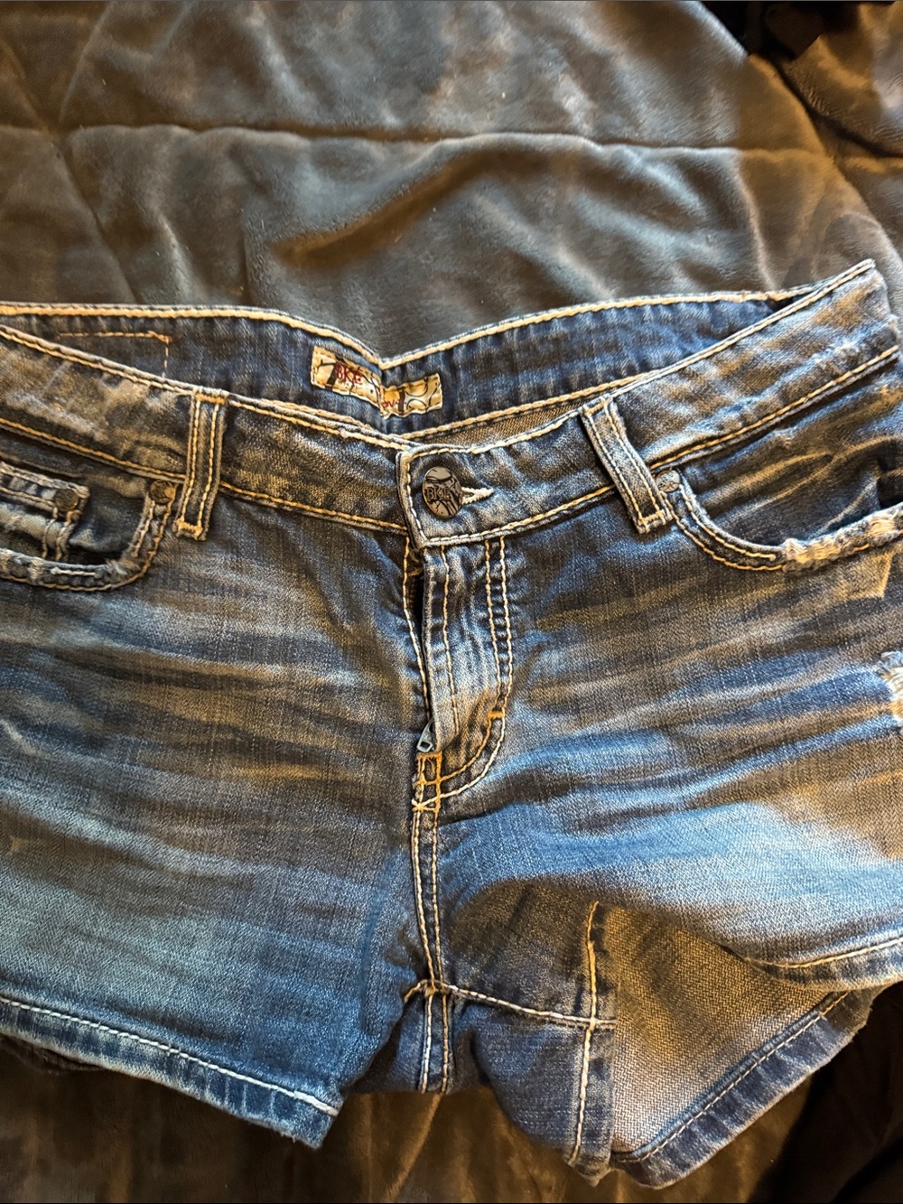 BKE Women's Blue Washed Denim Jean Shorts